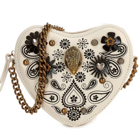 Kurt Geiger London Kensington Floral Applique Studded Heart Crossbody Bag NWT - Picture 1 of 4